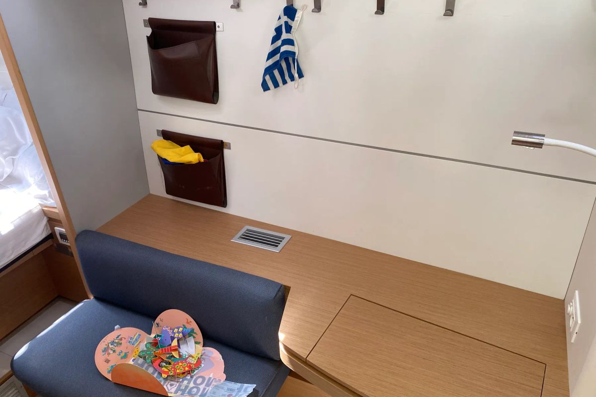 Cabin on Spearhead, a Excess 12 catamaran at Municipality of Kalamata, Greece