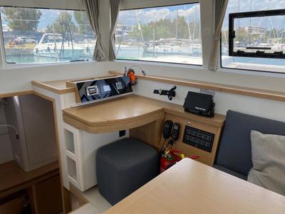 Salon of Spearhead, a Excess 12 catamaran at Municipality of Kalamata, Greece