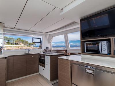 Galley of Freedom, a Leopard 42 catamaran at Ventimiglia, Italy
