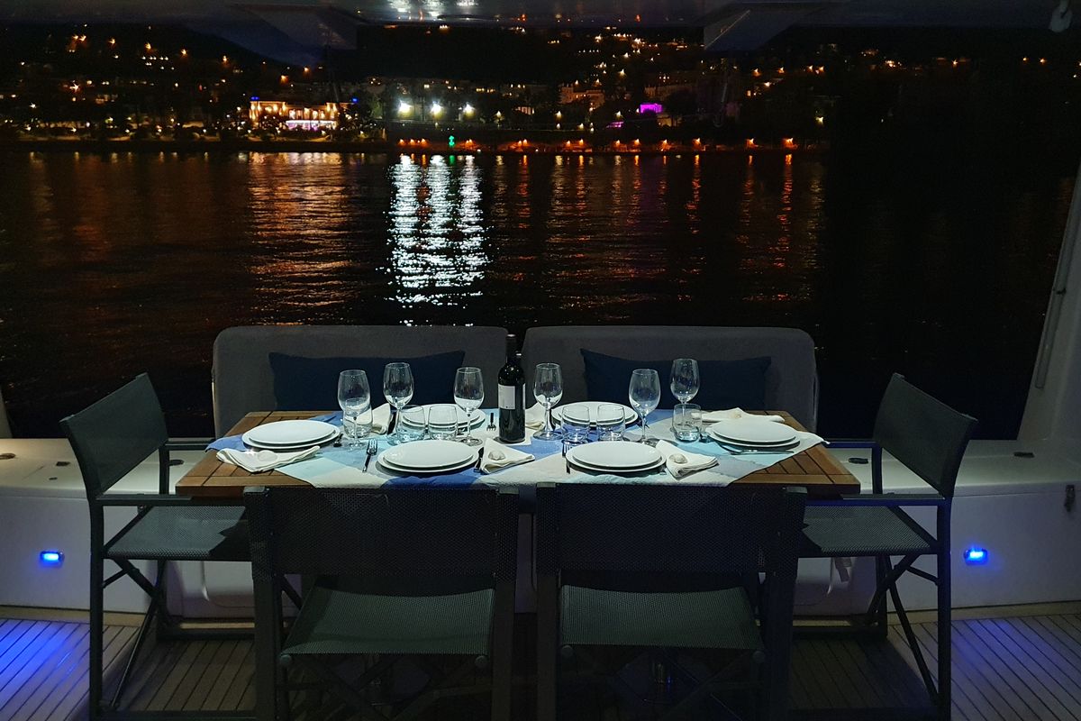 Deck of SUNNYACHT, a Sunreef Yachts Sunreef 62 catamaran at Olbia, Italy