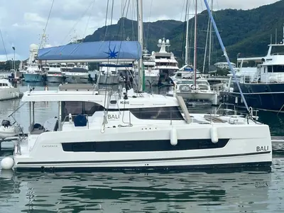 Miro Bot, a Bali Catspace catamaran at Seychelles, Eden Island Marina, Seychelles