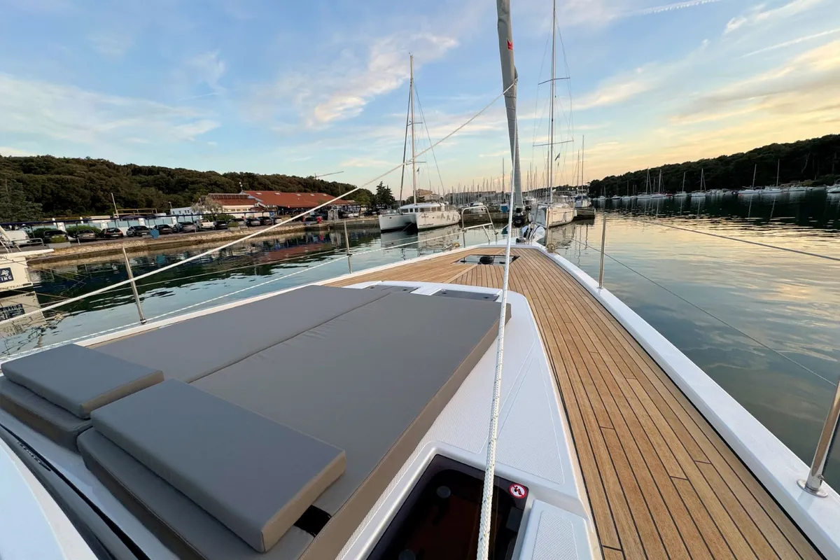 Deck of Mina, a Bavaria C57 Style sailboat at Grad Pula, Croatia