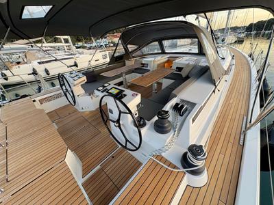 Deck of Mina, a Bavaria C57 Style sailboat at Grad Pula, Croatia