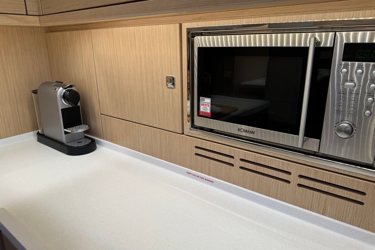Galley of Mina, a Bavaria C57 Style sailboat at Grad Pula, Croatia