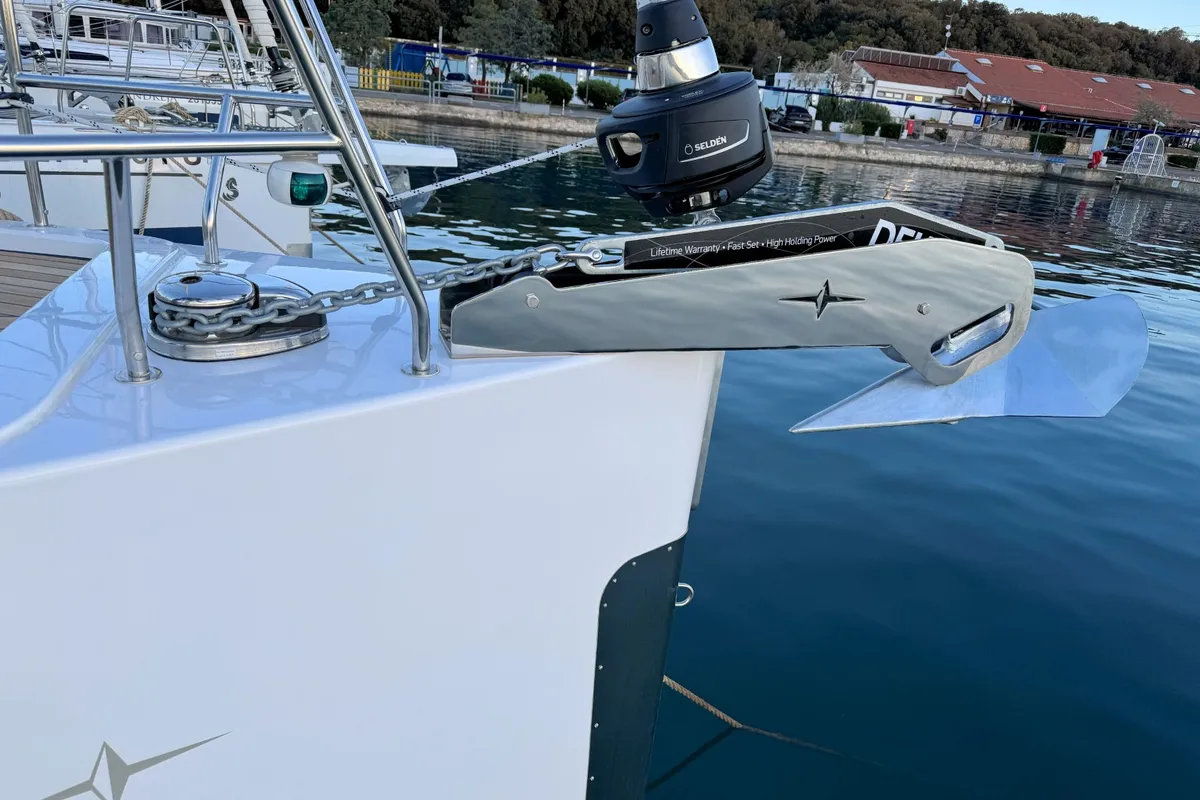 Deck of Mina, a Bavaria C57 Style sailboat at Grad Pula, Croatia
