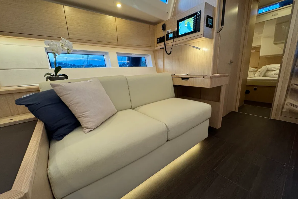Salon of Mina, a Bavaria C57 Style sailboat at Grad Pula, Croatia