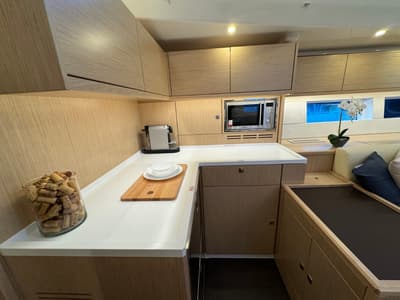 Galley of Mina, a Bavaria C57 Style sailboat at Grad Pula, Croatia