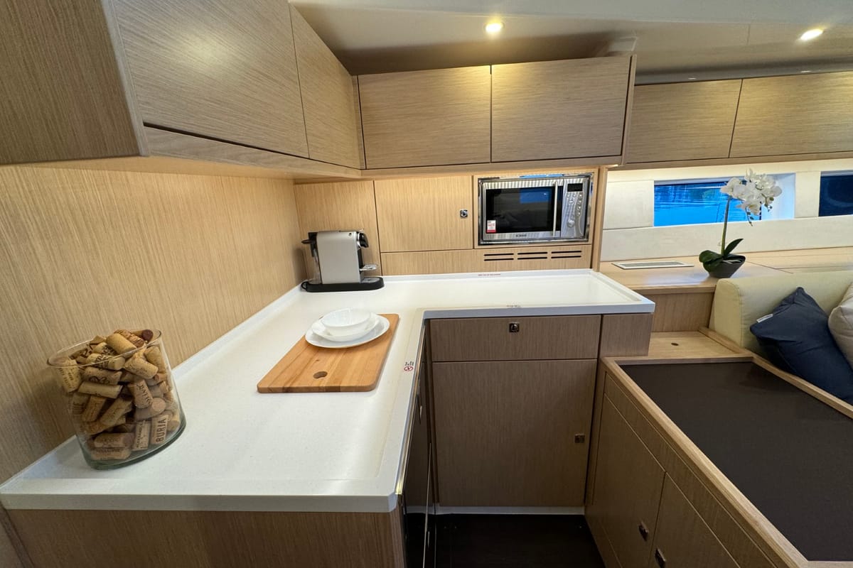 Galley of Mina, a Bavaria C57 Style sailboat at Grad Pula, Croatia
