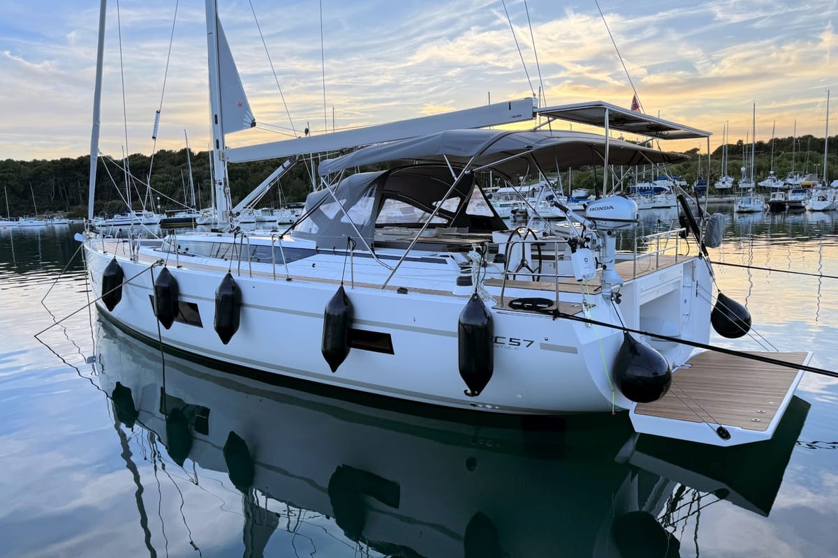 Exterior view of Mina, a Bavaria C57 Style sailboat at Grad Pula, Croatia