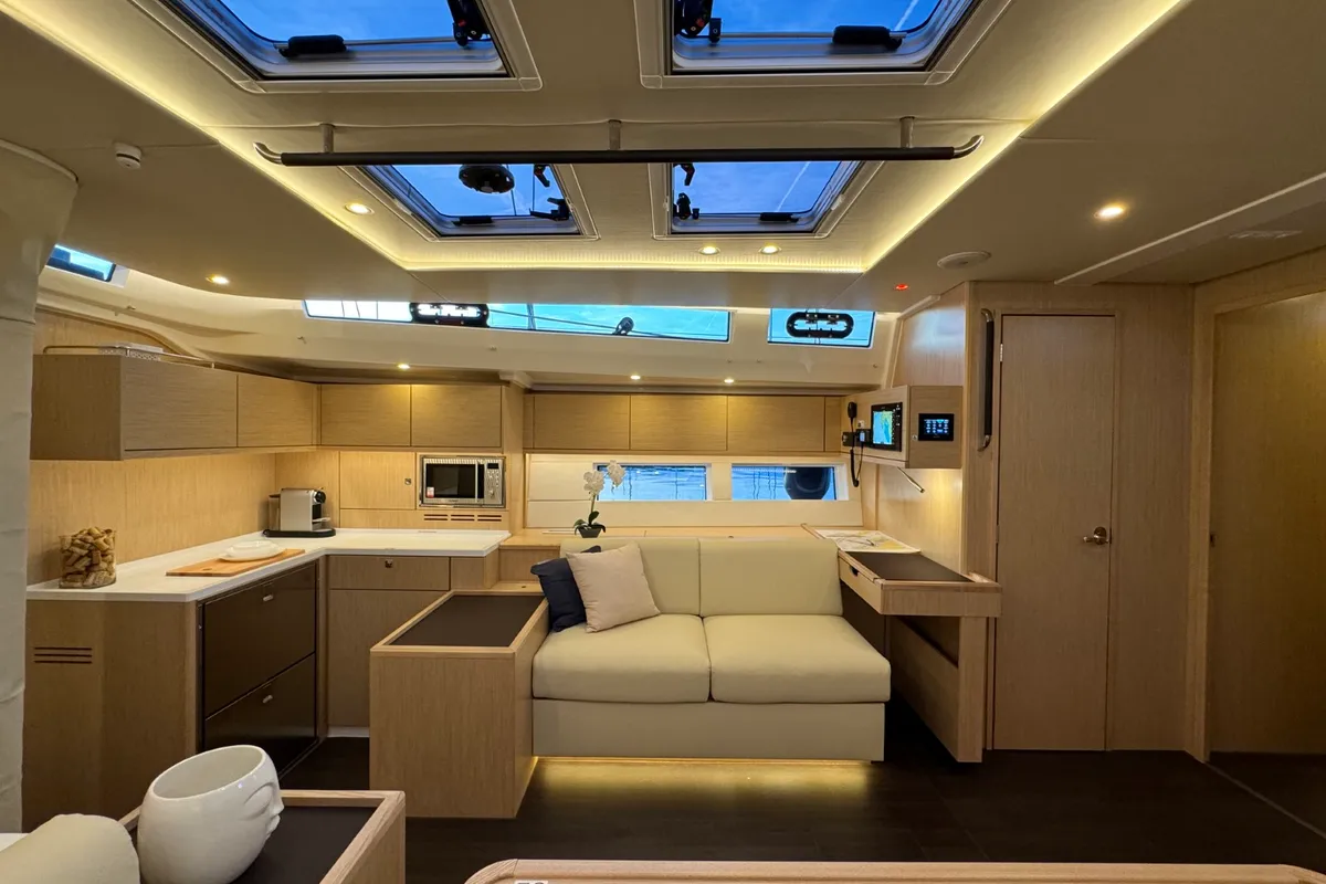 Salon of Mina, a Bavaria C57 Style sailboat at Grad Pula, Croatia
