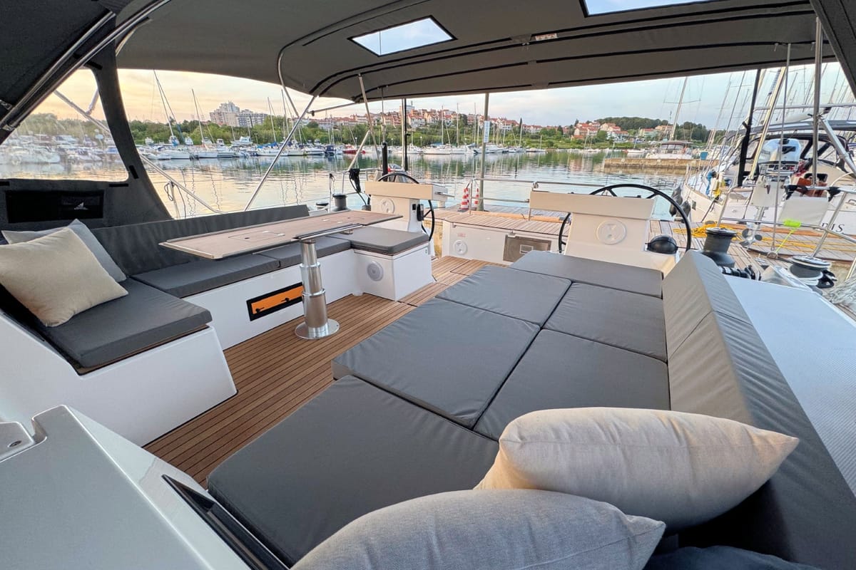Deck of Mina, a Bavaria C57 Style sailboat at Grad Pula, Croatia