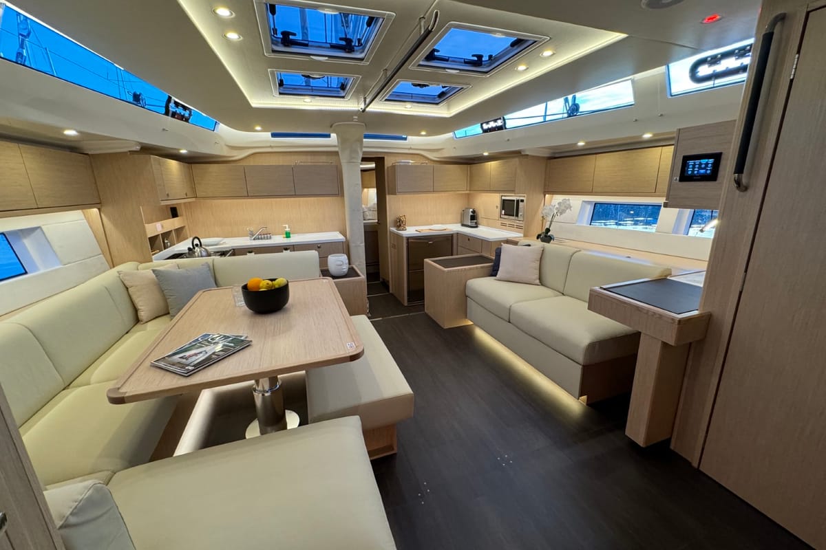 Salon of Mina, a Bavaria C57 Style sailboat at Grad Pula, Croatia