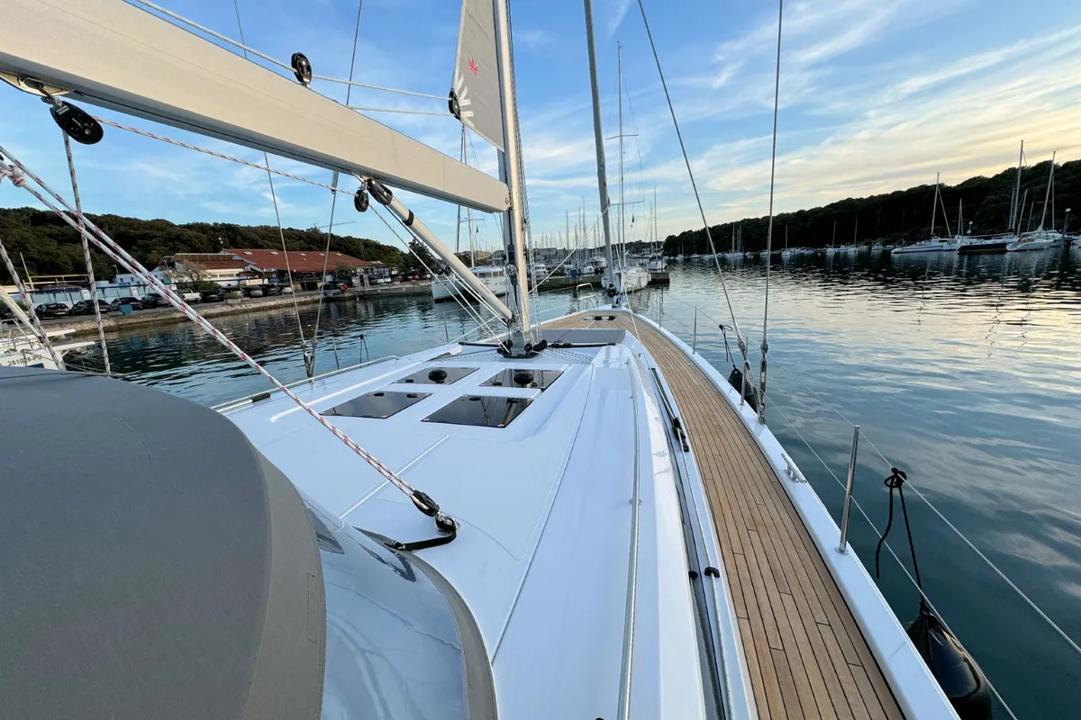 Exterior view of Mina, a Bavaria C57 Style sailboat at Grad Pula, Croatia