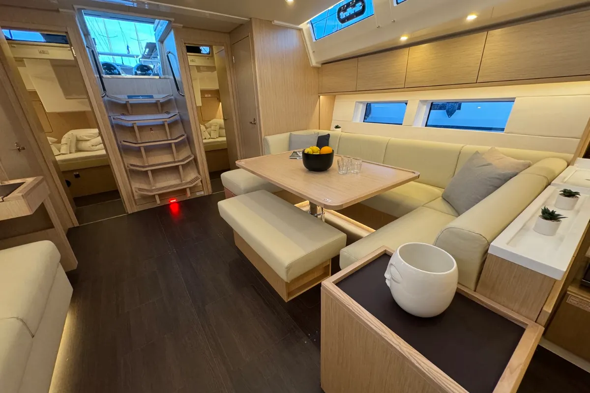 Salon of Mina, a Bavaria C57 Style sailboat at Grad Pula, Croatia