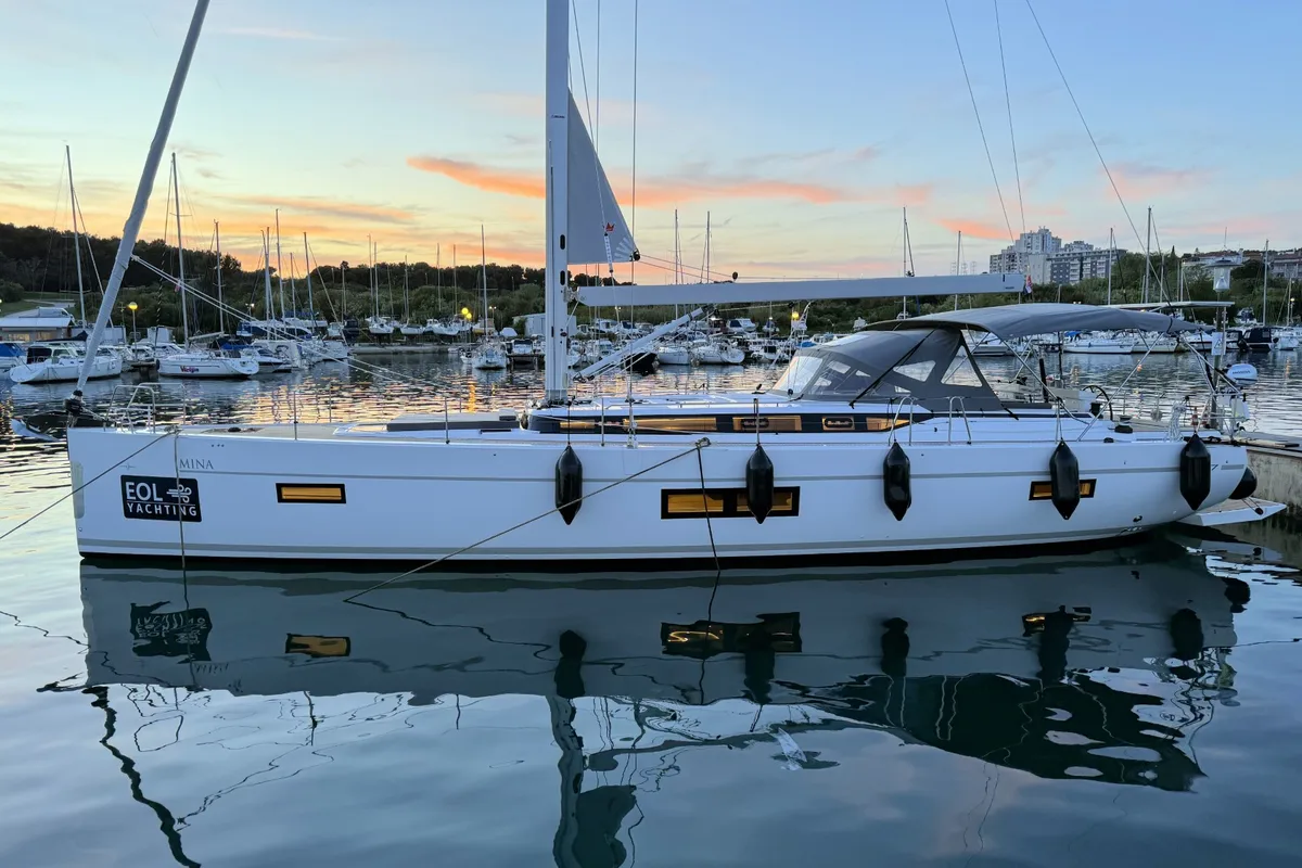 Exterior view of Mina, a Bavaria C57 Style sailboat at Grad Pula, Croatia