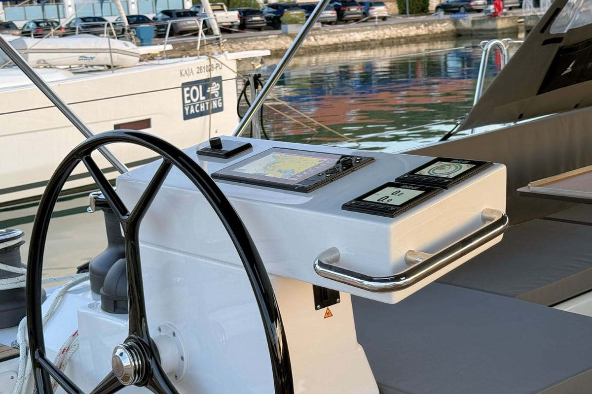 Cockpit of Mina, a Bavaria C57 Style sailboat at Grad Pula, Croatia