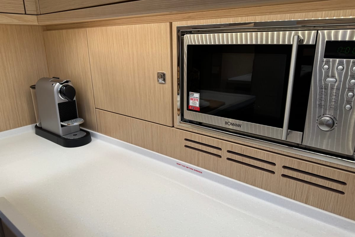 Galley of Mina, a Bavaria C57 Style sailboat at Grad Pula, Croatia