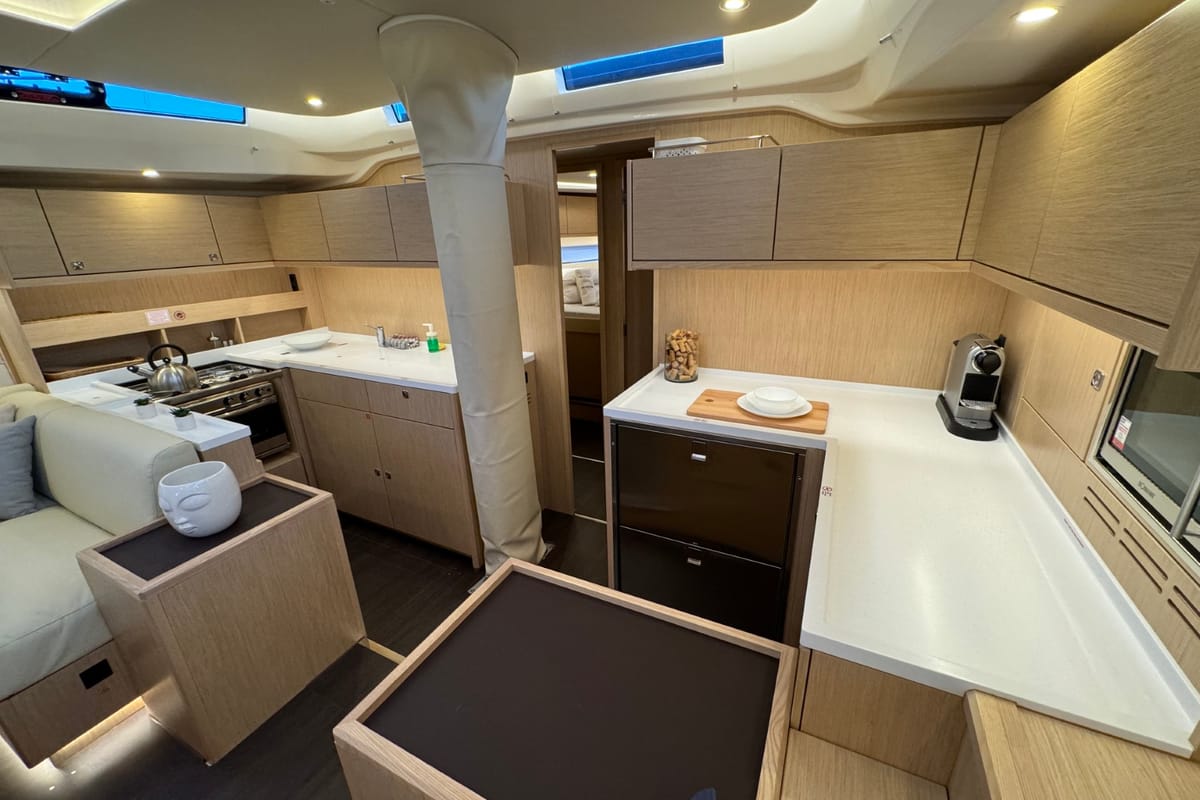 Galley of Mina, a Bavaria C57 Style sailboat at Grad Pula, Croatia
