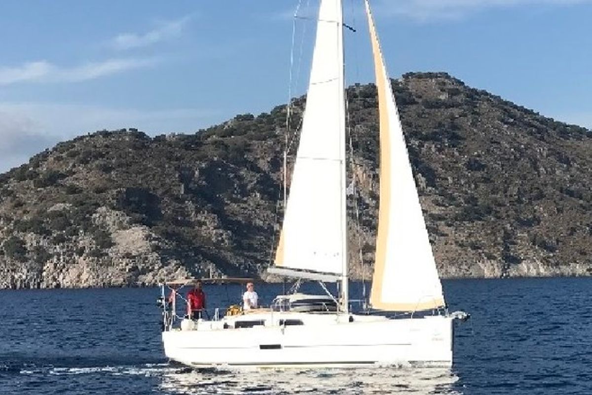 Exterior view of Friday, a Dufour 350 GL sailboat at Fethiye, Turkey