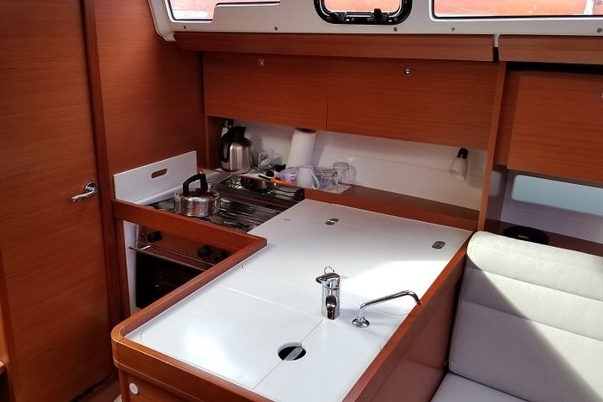 Galley of Friday, a Dufour 350 GL sailboat at Fethiye, Turkey