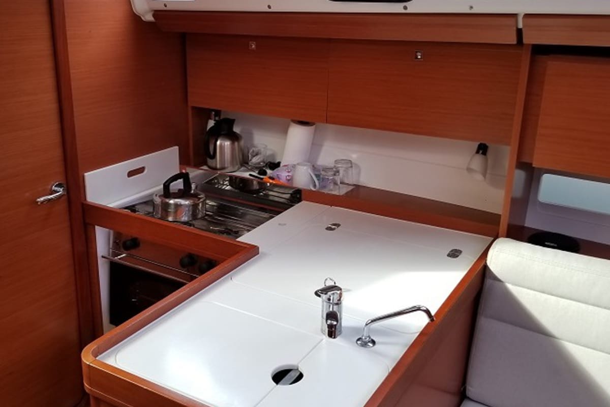 Galley of Friday, a Dufour 350 GL sailboat at Fethiye, Turkey