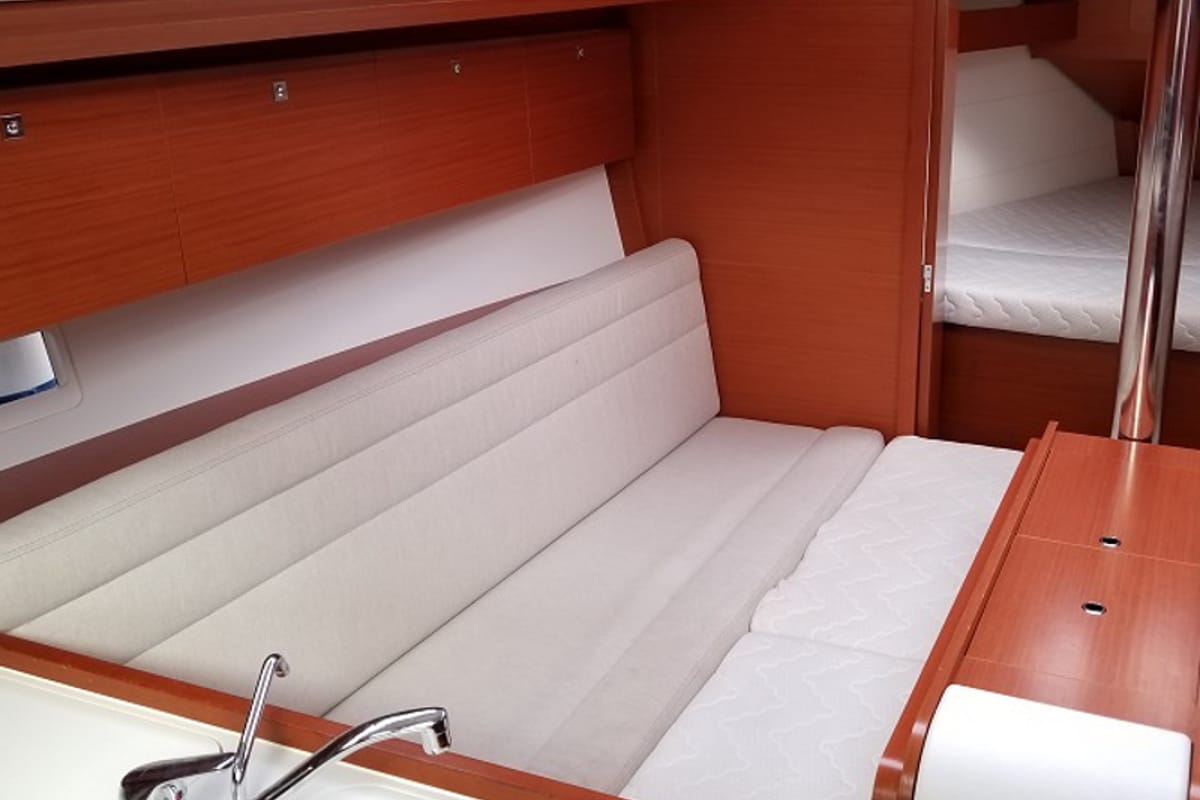 Salon of Friday, a Dufour 350 GL sailboat at Fethiye, Turkey