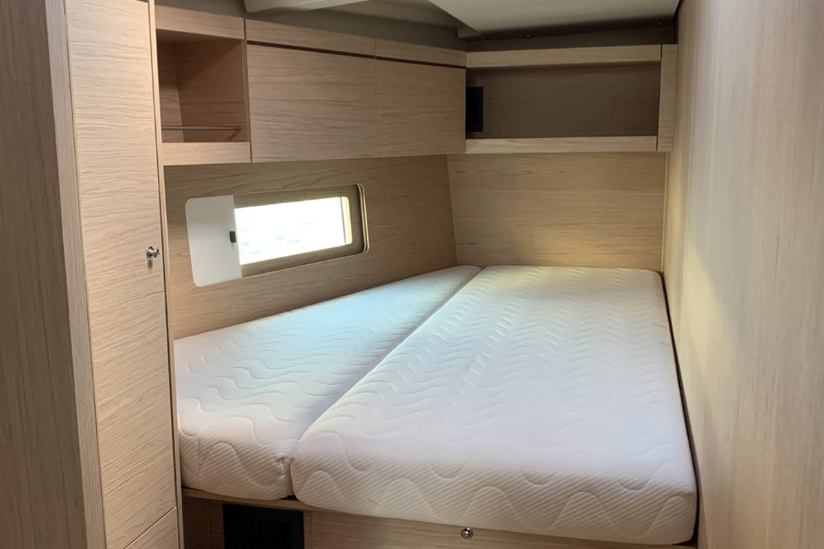 Cabin on Maracuya, a Beneteau Oceanis 46.1 sailboat at Cala Egos, Spain