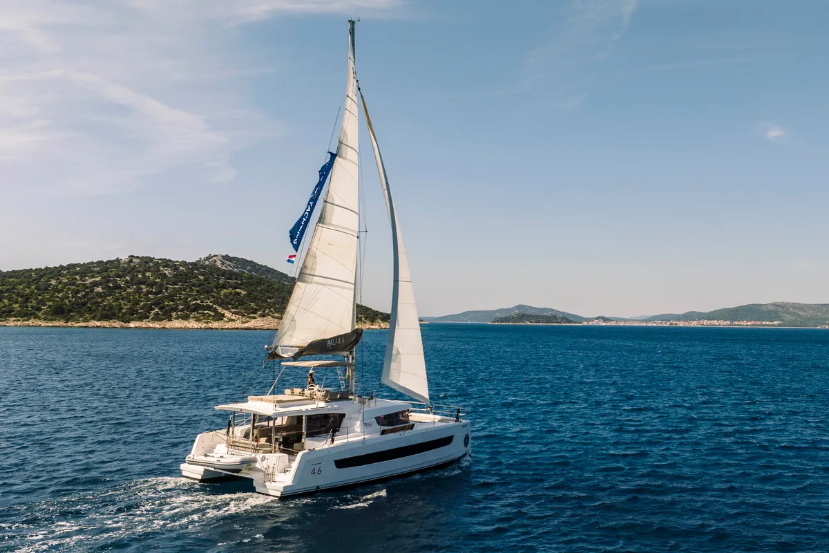 Galley of Optimus, a Bali 4.6 catamaran at Grad Šibenik, Croatia