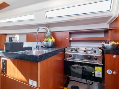 Galley of Nautilus, a Hanse Yachts Hanse 315 sailboat at Baiona, Spain