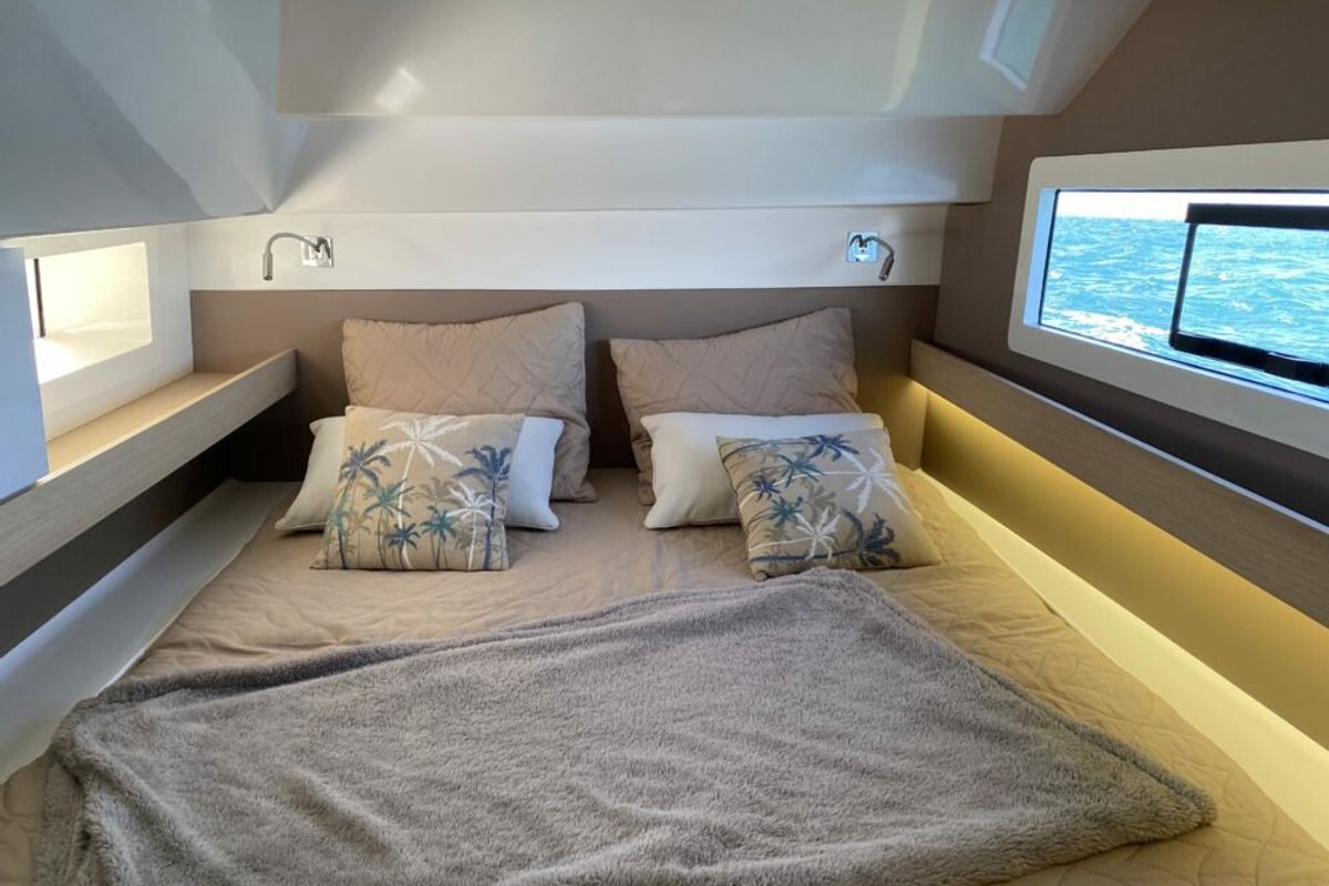 Cabin on Ankolina, a Aventura Catamarans Aventura 37 catamaran at Pirovac, Croatia
