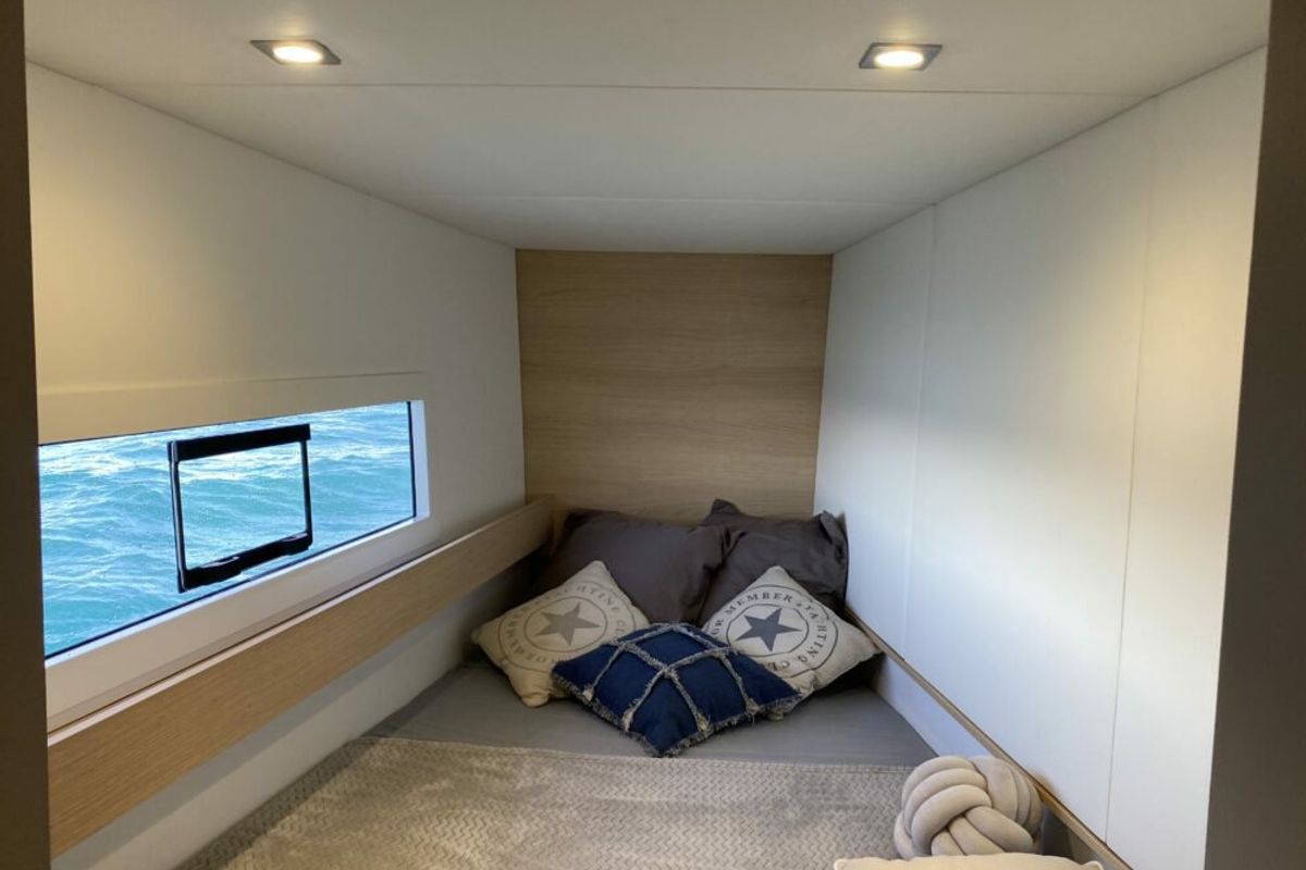 Cabin on Ankolina, a Aventura Catamarans Aventura 37 catamaran at Pirovac, Croatia