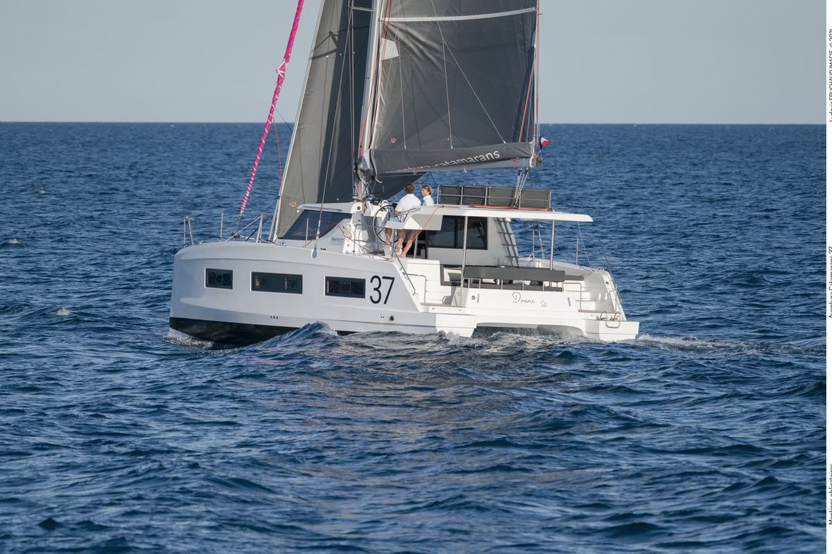 Exterior view of Ankolina, a Aventura Catamarans Aventura 37 catamaran at Pirovac, Croatia