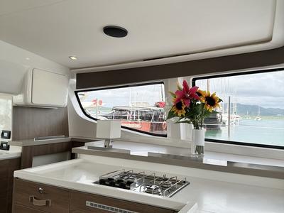 Galley of Belle Isle, a Bali 4.4 catamaran at Mai Khao, Thailand