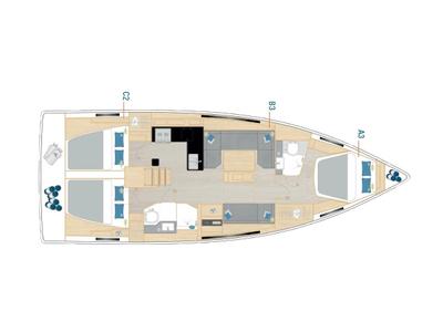 Floor plan of Al Dente, a Hanse Yachts Hanse 410 sailboat at Municipal Unit of Lefkada, Greece