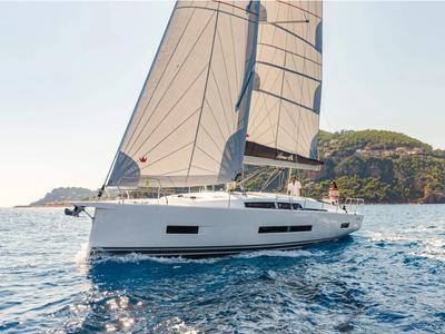 Exterior view of Al Dente, a Hanse Yachts Hanse 410 sailboat at Municipal Unit of Lefkada, Greece