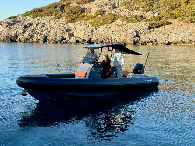 Exterior view of Kuro , a Northstar Orion 7 motorboat at Bodrum, Turkey