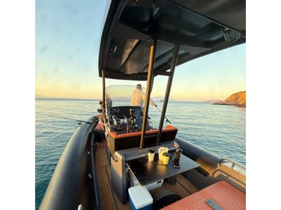 Cockpit of Kuro , a Northstar Orion 7 motorboat at Bodrum, Turkey