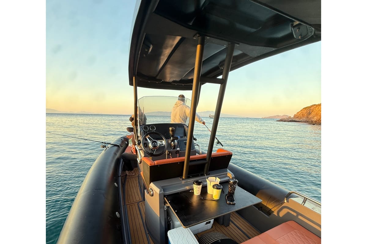 Cockpit of Kuro , a Northstar Orion 7 motorboat at Bodrum, Turkey