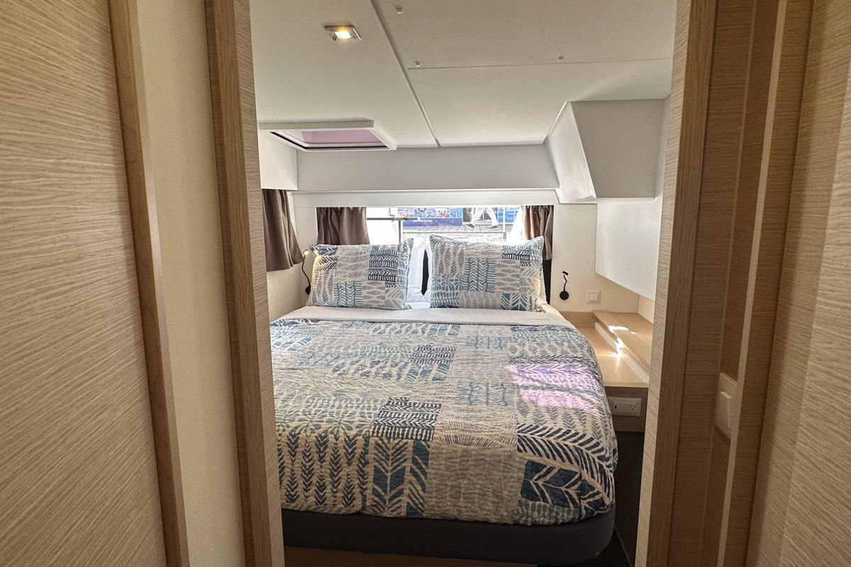 Cabin on Aboat Time, a Fountaine Pajot Elba 45 catamaran at Road Town, British Virgin Islands