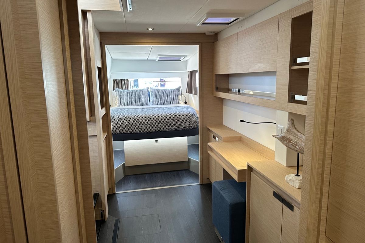 Cabin on Aboat Time, a Fountaine Pajot Elba 45 catamaran at Road Town, British Virgin Islands