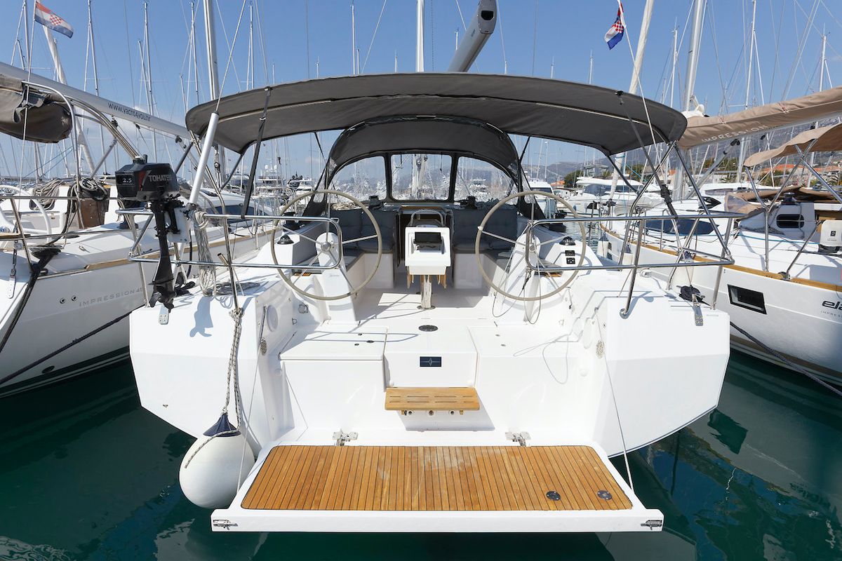 Srna, a Bavaria C42 sailboat at Grad Kaštela, Croatia