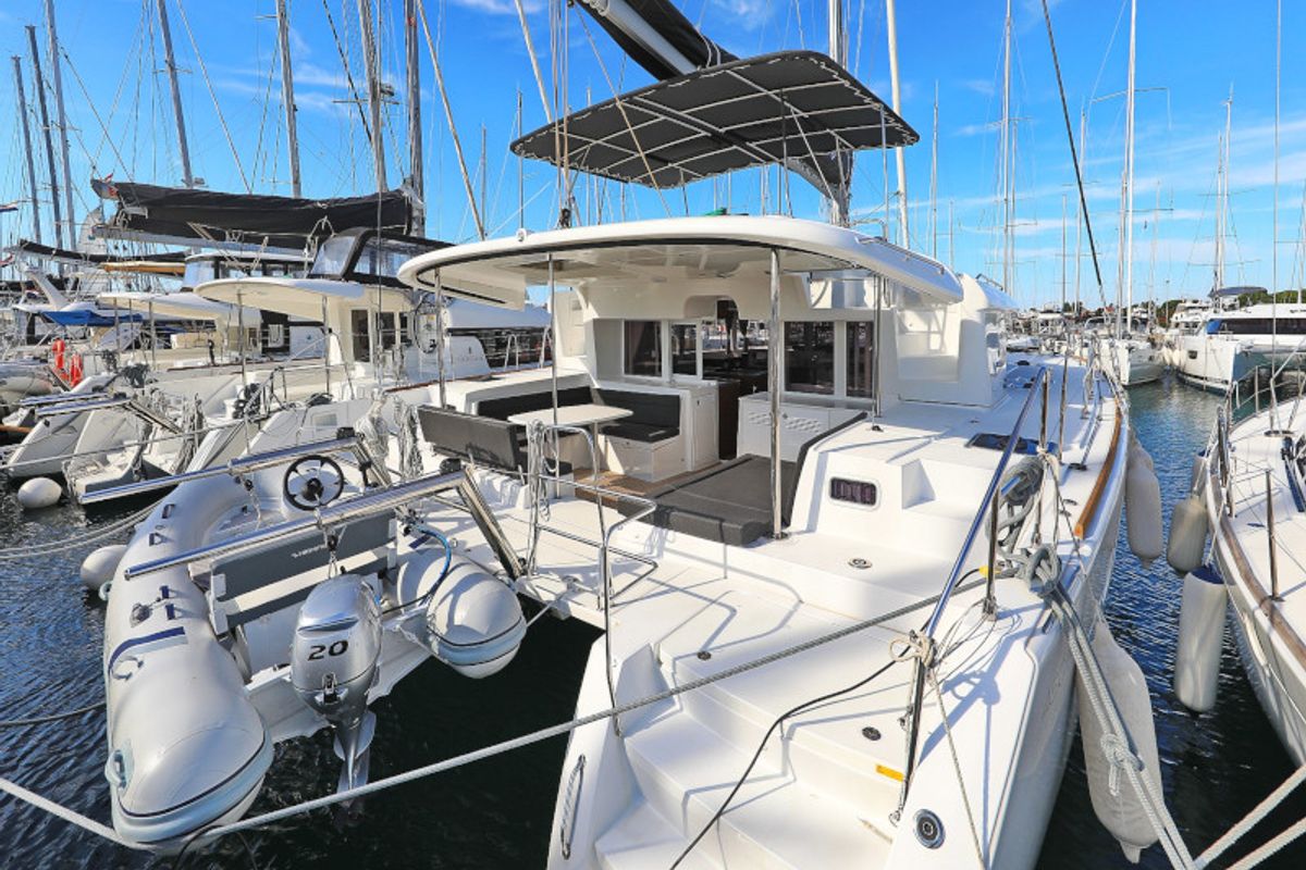 Exterior view of OLIVER, a Lagoon 450 catamaran at Općina Sukošan, Croatia