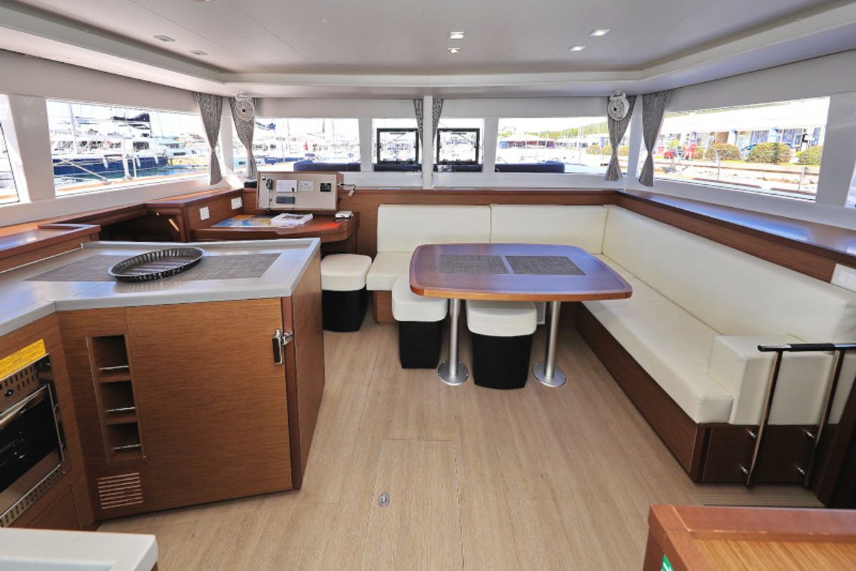 Salon of OLIVER, a Lagoon 450 catamaran at Općina Sukošan, Croatia