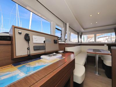 Salon of OLIVER, a Lagoon 450 catamaran at Općina Sukošan, Croatia