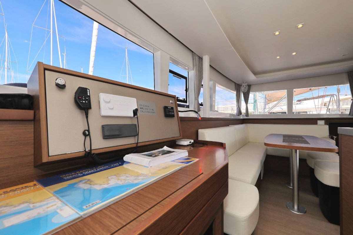 Salon of OLIVER, a Lagoon 450 catamaran at Općina Sukošan, Croatia