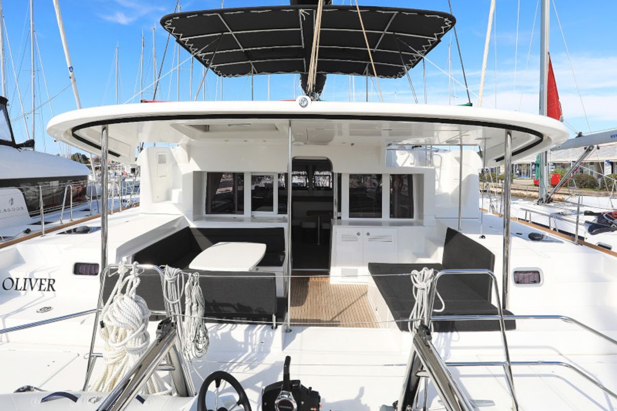 Exterior view of OLIVER, a Lagoon 450 catamaran at Općina Sukošan, Croatia