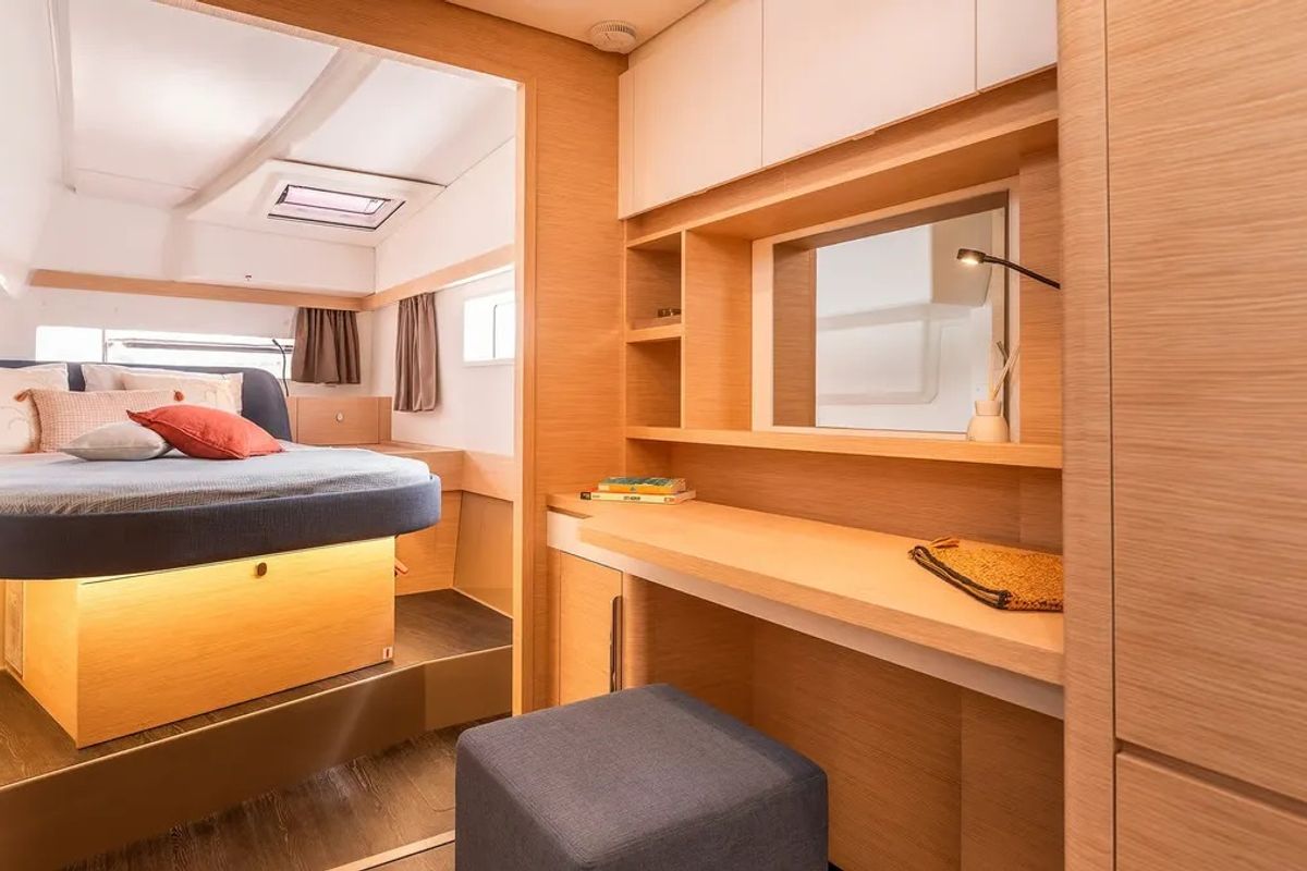 Cabin on Montague, a Fountaine Pajot FP 41 catamaran at Municipal Unit of Lefkada, Greece