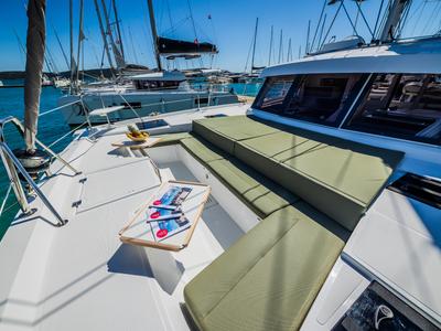 Deck of Eternity Now, a Bali Catspace catamaran at Seget Donji, Croatia