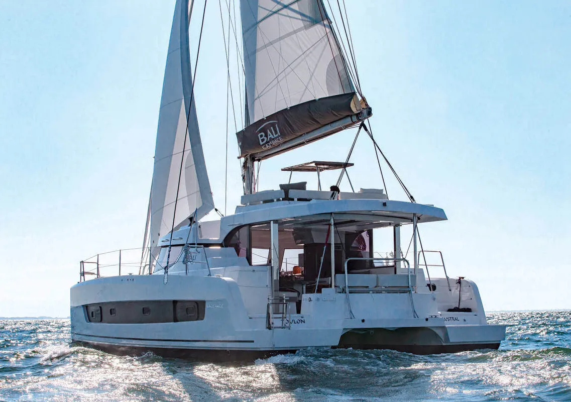 Exterior view of Marila, a Bali Catspace catamaran at Olbia, Italy