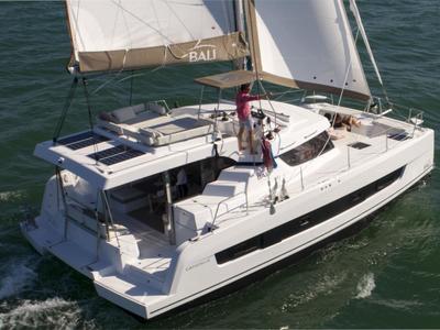Exterior view of Marila, a Bali Catspace catamaran at Olbia, Italy